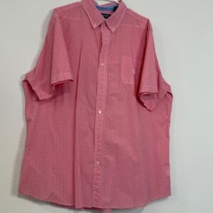 Classic Chaps Easy Care Pink Gingham Short Sleeve Shirt 💗 Size XXL Preloved